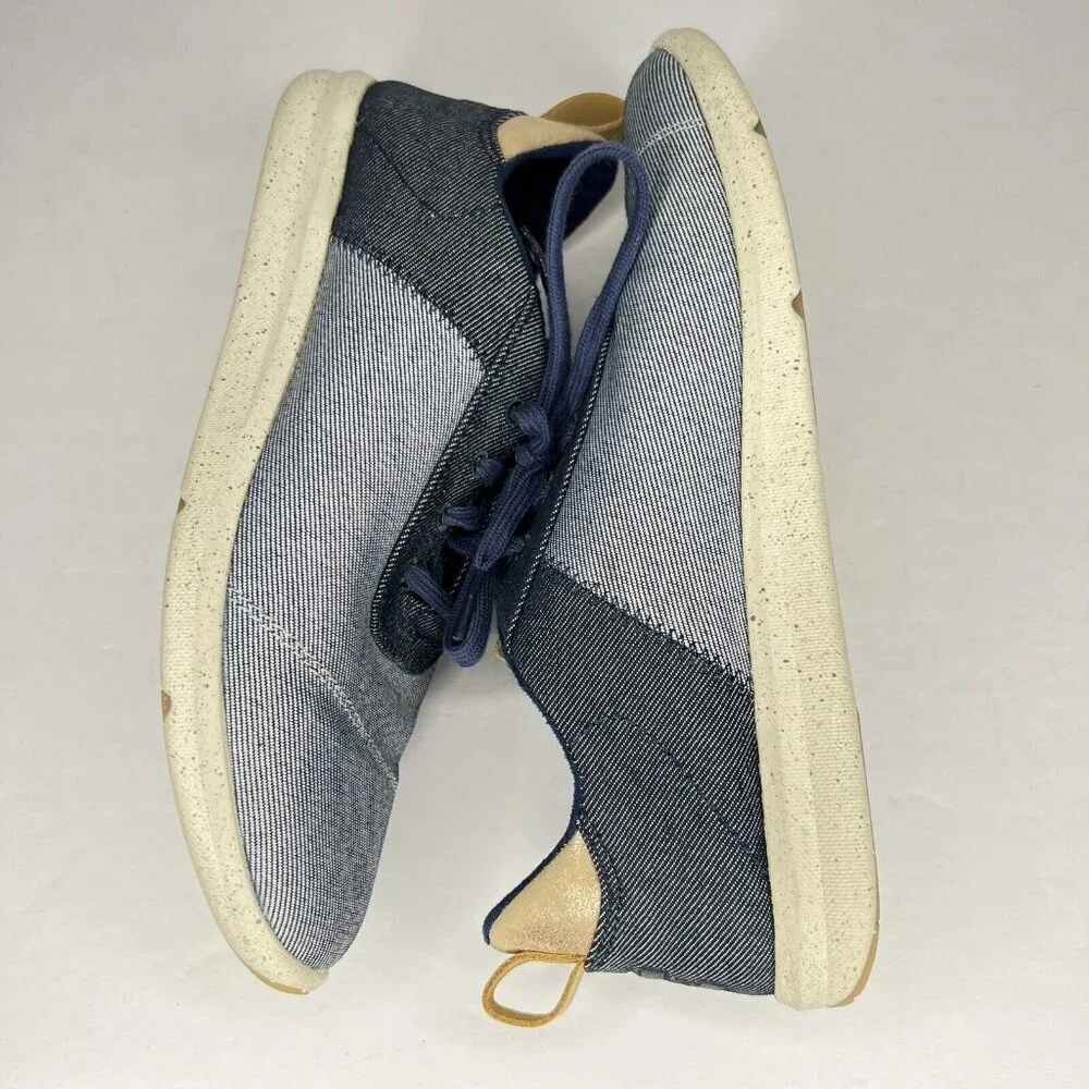 TOMS Cabrillo Women’s Size 8.5 Comfortable Blue on Blue Casual Lace-Up Shoes